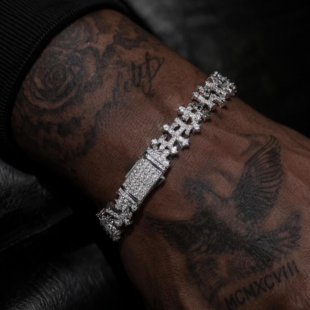 Cross Bracelet Cz 8 Inch